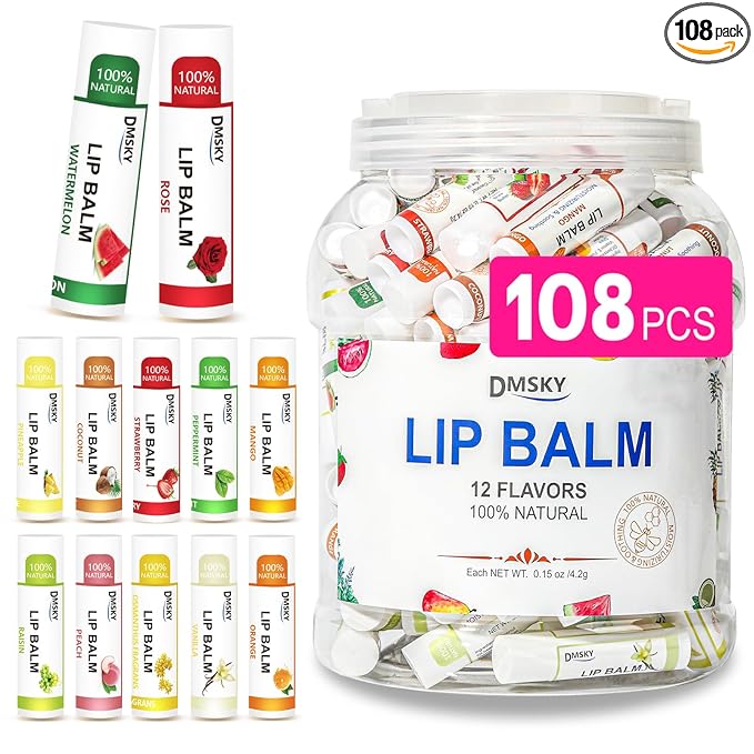 DMSKY Lip Balm Bulk 108 Pack, Lip Balm Hydrating by DMSKY
