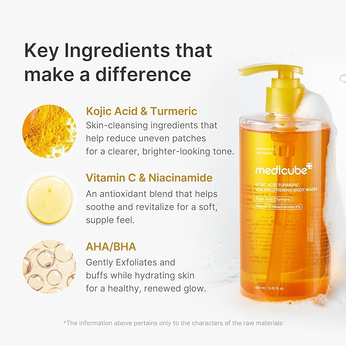 medicube Kojic Acid Turmeric Brightening Body Wash | Gentle Shower Gel - Image 3