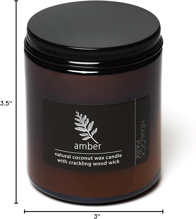 Hemlock Park Amber Apothecary Hand-Poured Scented Candle | Crackling Wood Wick - Image 6
