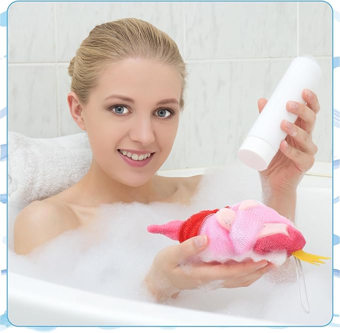 Tatuo 4 Pcs Animal Bath Loofahs Kids Body Loofah Cartoon Shower Cute Bath - Image 3