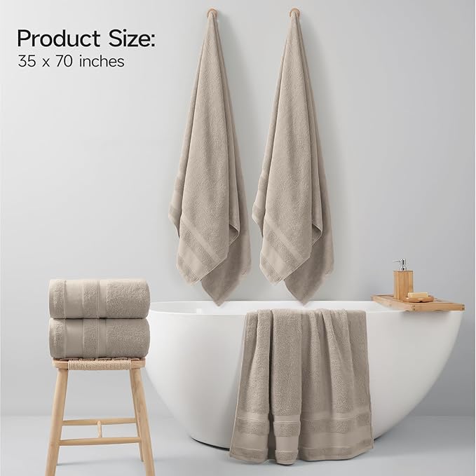 REDKISS 100% Cotton Bath Towels Set of 2, Extra Large Bath Sheets 35 X 70 Inches - Image 2