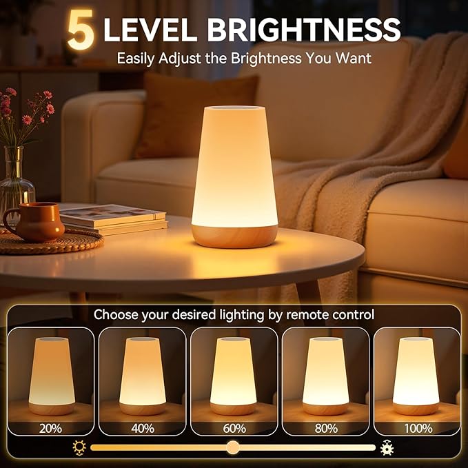 Auxmir LED Night Light Bedside Lamp Touch and Remote Control Dimmable Tabletop - Image 3