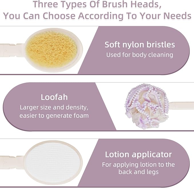 Loofah Sponge with Handle, Back Scrubber Brush - Image 2