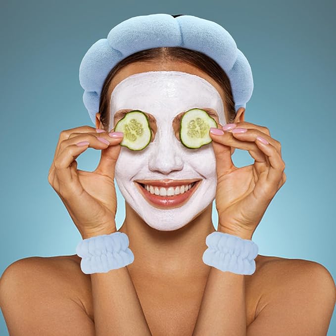 Blue Spa Headband and Wristband Set - Image 3