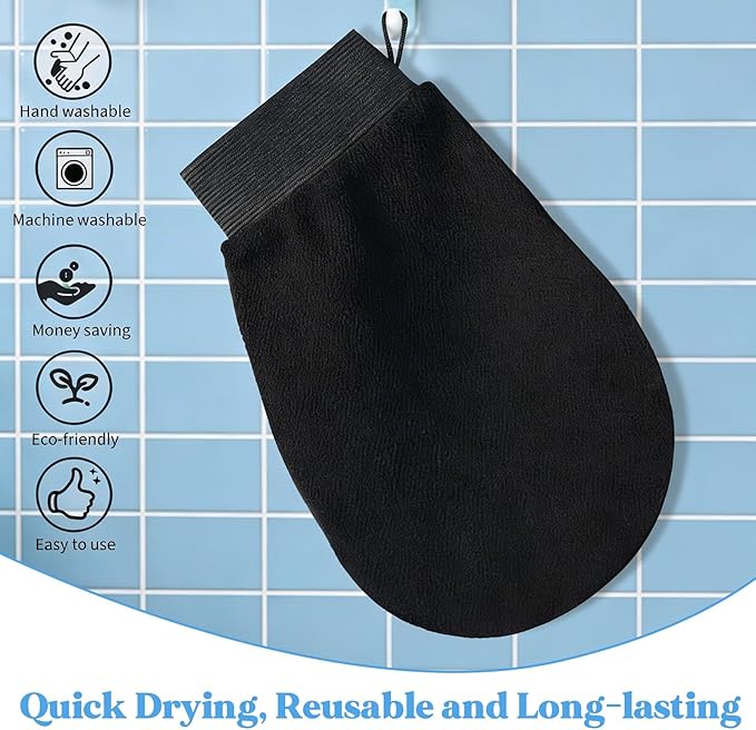 24 Pcs Black Exfoliating Gloves Bulk, Deep Exfoliating Glove - Image 7