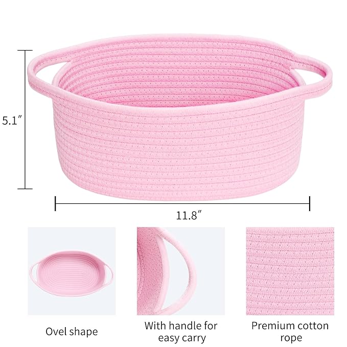 ABenkle Small Basket, Rope Room Shelf Storage Basket, Cat Dog Toys Basket Chest - Image 2