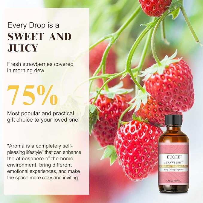 EUQEE 2.02 Fl oz Strawberry Fragrance Oil, Premium Strawberry Essential Oil - Image 7