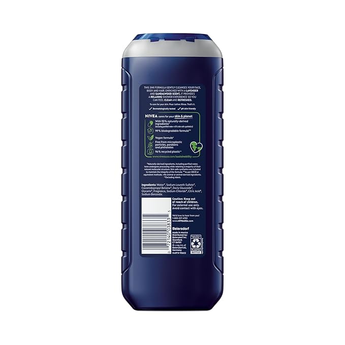 NIVEA MEN Relax Body Wash, Lavender and Sandalwood Scent, 3-in-1 Men's Body Wash - Image 11