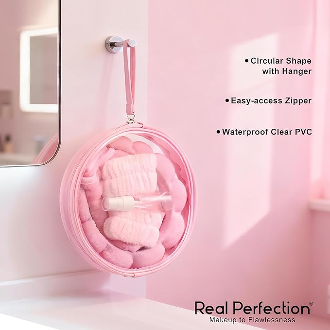Real Perfection Spa Headband for Washing Face, Skincare Headband Wristband Set - Image 8