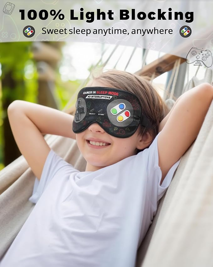 BeeVines 2 Pcs 100% Mulberry Silk Sleep Mask, Game Themed Eye Mask - Image 6