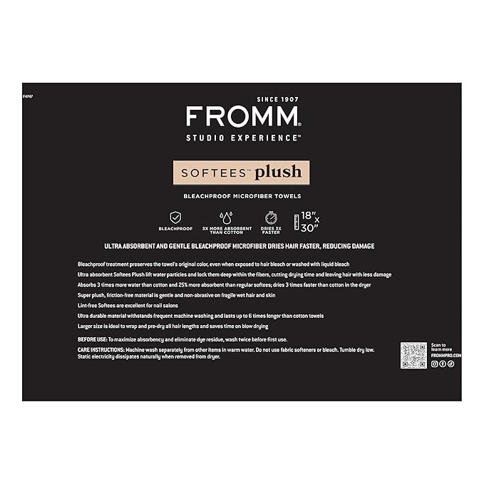 Fromm Softees Plush Bleachproof Microfiber Hair Towel - Image 8