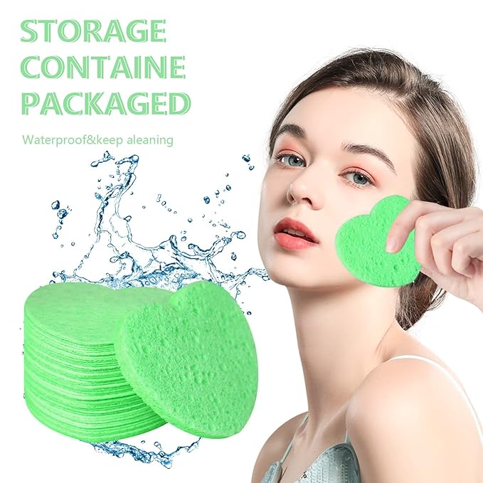 50-Count Facial Sponges Compressed, 100% Natural Cellulose Face Sponge - Image 4