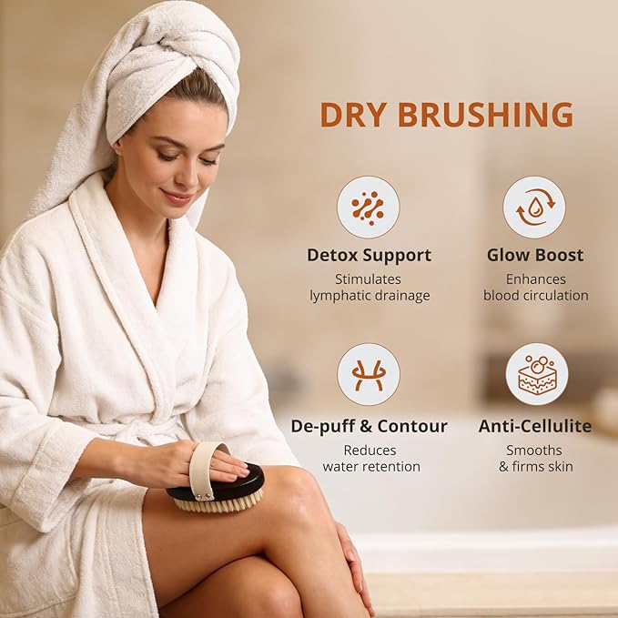 Dry & Wet Brushing Body Brush, Natural Boar Bristle Back Scrubber - Image 4