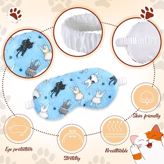 Cuffbow 6 Pack Plush Sleep Mask Set, Cute Plush Eye Masks - Image 3