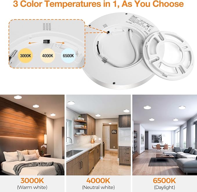 1PACK LED Flush Mount Ceiling Light Fixture, 3000K-4000K-6500K & 100W - Image 3
