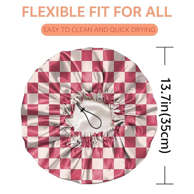 Shower Cap Reusable Double Layer Adjustable Elastic Waterproof EVA Hair Bath - Image 2