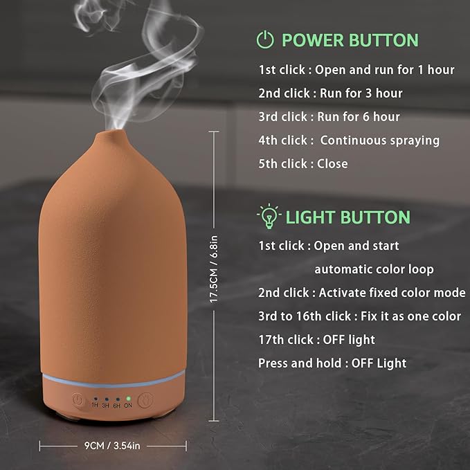 Gooamp 200ML Ceramic Essential Oil Diffuser - Image 4
