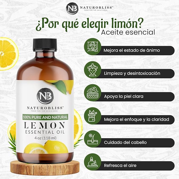 NaturoBliss 100% Pure Lemon Essential Oil Therapeutic Grade Premium Quality - Image 3