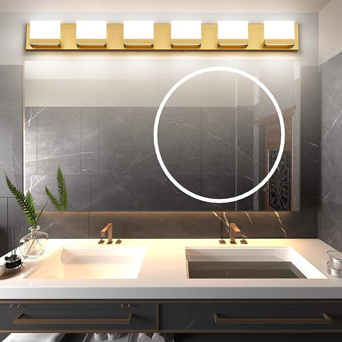 Tipace Gold Vanity Lights for Bathroom Modern LED 6 Lights Bathroom Vanity - Image 6