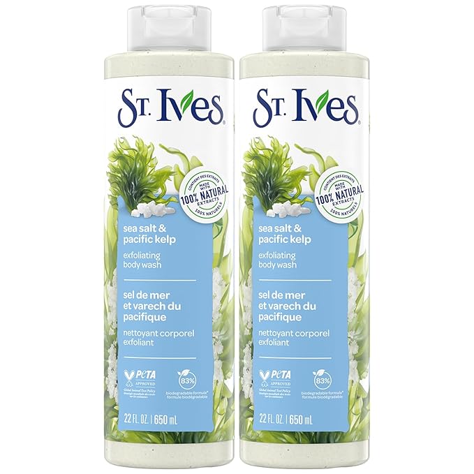 St. Ives Body Wash, Sea Salt & Pacific Kelp Exfoliating Shower Gel 2-Pack by St.+Ives