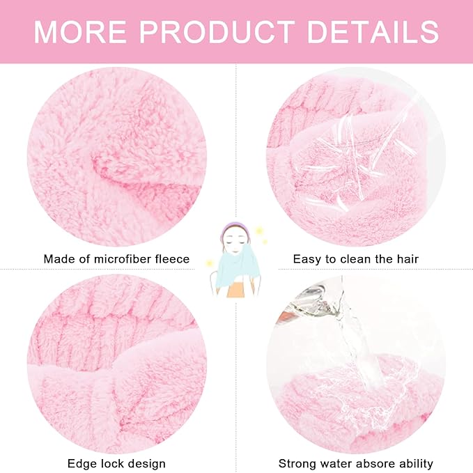 CIEHER 12 PCS Pink Makeup Headband - Image 2