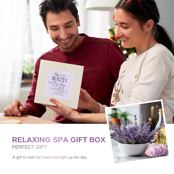 Lavender Spa Gift Set for Women, Luxury 9 Pcs Bath Salts Set, Relaxation Gifts - Image 6