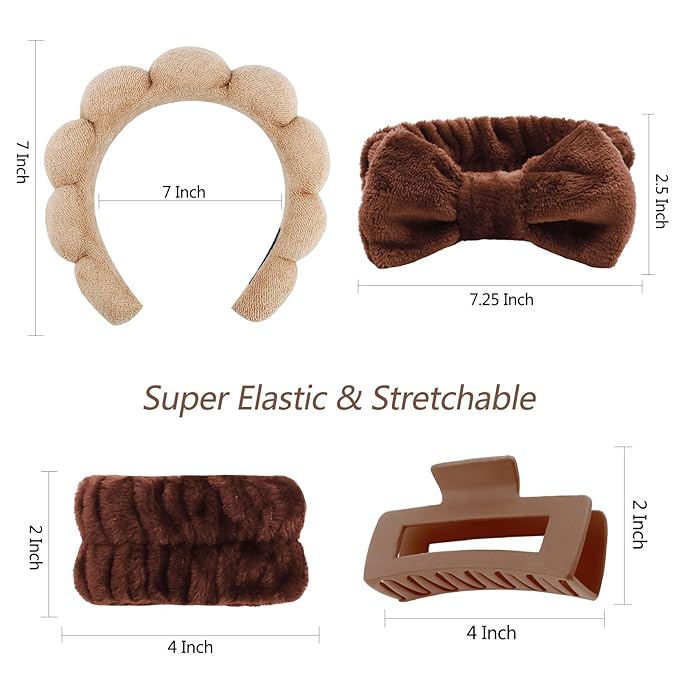 VELSCRUN Spa Headbands for Wash Face, Makeup Headband, Facial Skincare Headbands - Image 6