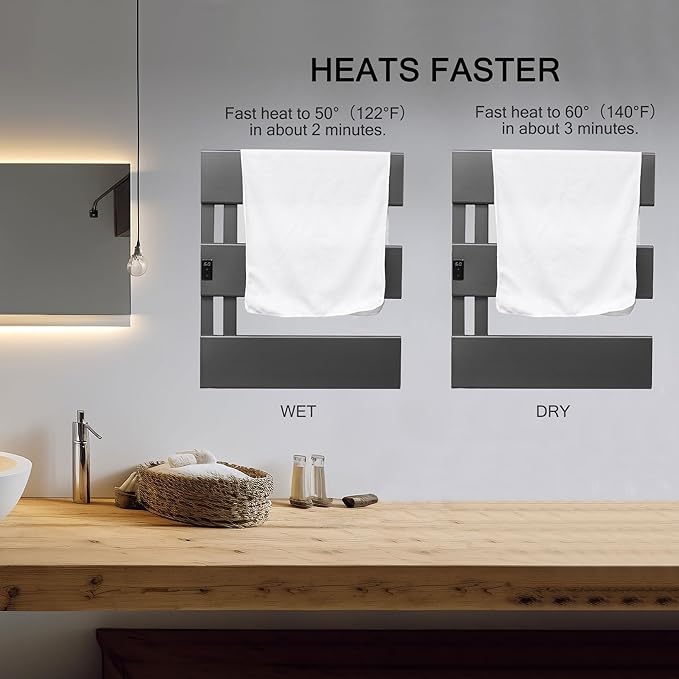Verida Towel Warmer Rack, Support Hardwired and Plug-in, Wall-Mounted Electric - Image 9
