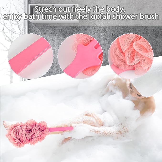4Pack Back Scrubber for Shower, Evmliy Loofah Sponge Brush Exfoliating Body - Image 4