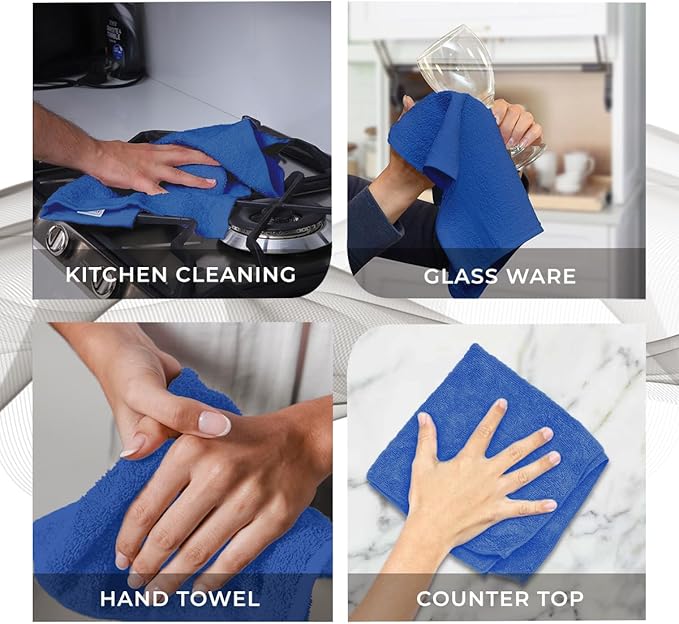 Avalon Towels Cotton Washcloths 24-Pack – 12 x 12 Inch Blue Super Soft & - Image 7