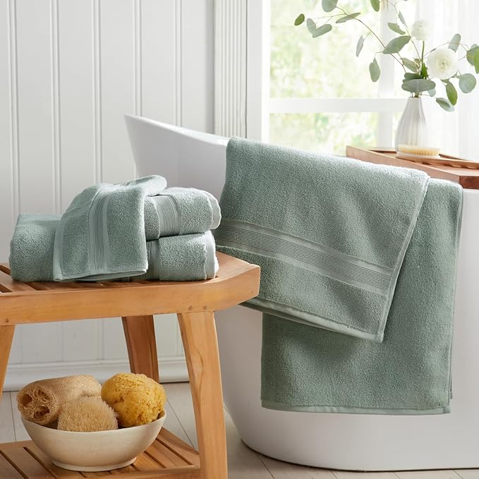 Springtree Home Luxury Bamboo Rayon Bath Towel Set 6 Piece Set | 35% Bamboo - Image 4