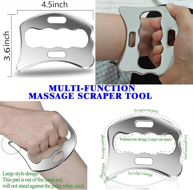 Muscle Scraper Tool Set, Stainless Steel IASTM Kit, Scraping Massage Tools - Image 6