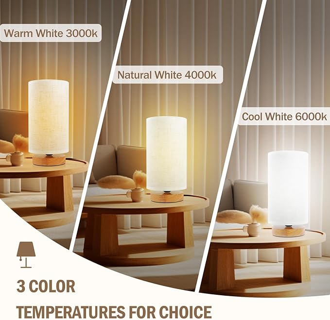 Minimalist Bedside Table Lamps for Bedrooms Set of 2, 3 Color Temperature - Image 2