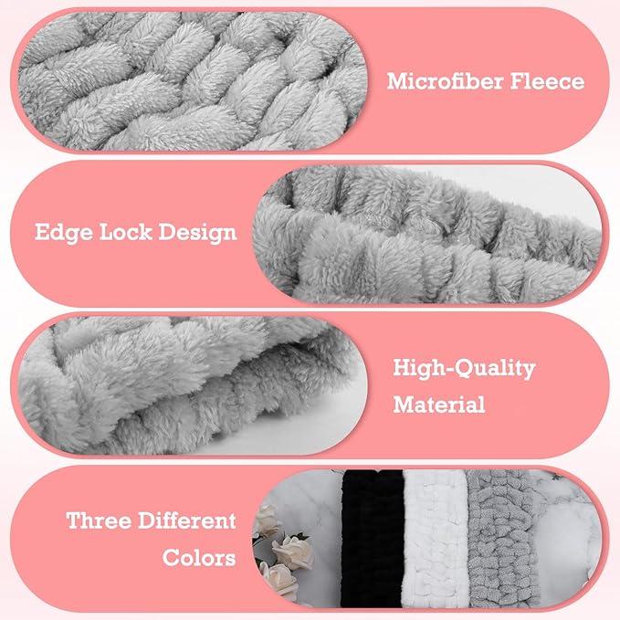 3PCS Spa Headband for Women – Soft Terry Cloth Hairband for Facial Makeup - Image 4