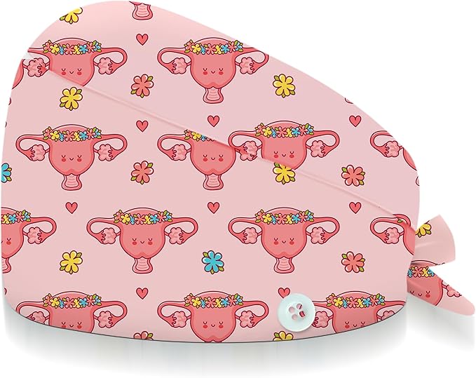 Adjustable Scrub Cap with Buttons & Sweatband, Working Hat with Elastic Tie Back by Unknown