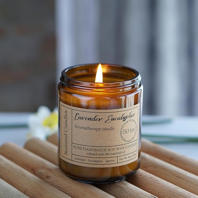 Lavender Eucalyptus Candles for Home Scented - 8oz Aromatherapy Candles for - Image 3