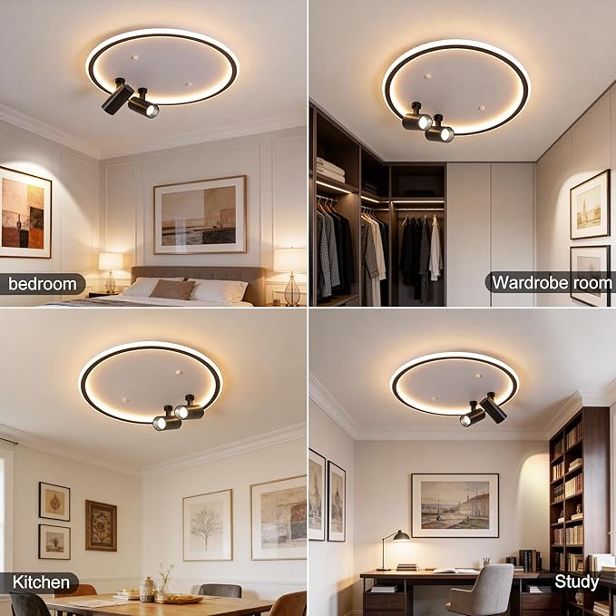 Shine LUEST Modern LED Bedroom Ceiling Light, 2 Adjustable Spotlights, Dimmable - Image 9
