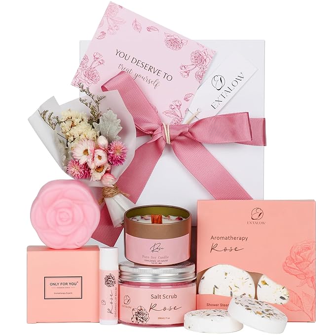 EXTALOW Spa Gifts for Women Bath and Body Gift Baskets Mothers Day Gift Rose by EXTALOW