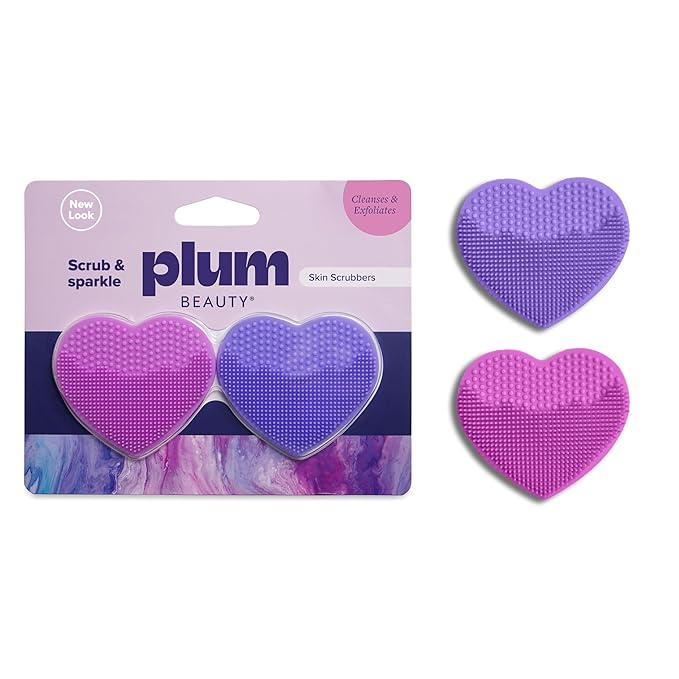 Plum Beauty Heart-Shaped Silicone Skin Scrubber – Manual Facial Cleansing Brush by PlumBeauty