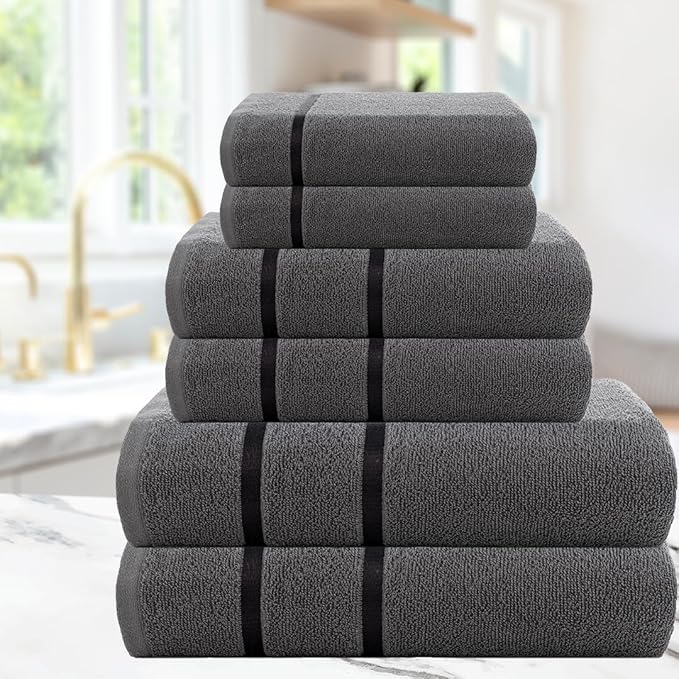 CASA COPENHAGEN Eternal 6 Pieces Towel Set- Pine Grey, 500 GSM 2 Bath Towel 2 - Image 4