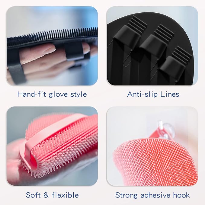 Manmihealth Silicone Back Scrubber & Bath Glove & Face Brush Set, - Image 6