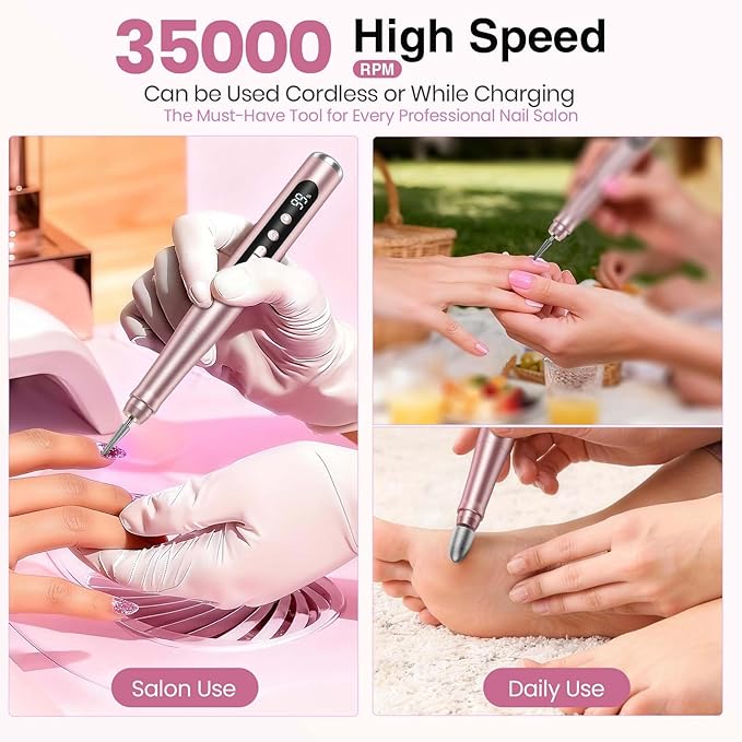 Cordless Nail Drill 35000RPM, Portable Electric Nail File - Image 7
