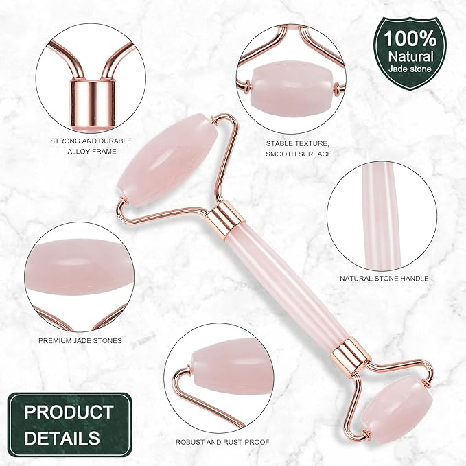 Jade Roller for Face, Facial Roller Massager Skin Care Tool, Gua Sha Facial - Image 2