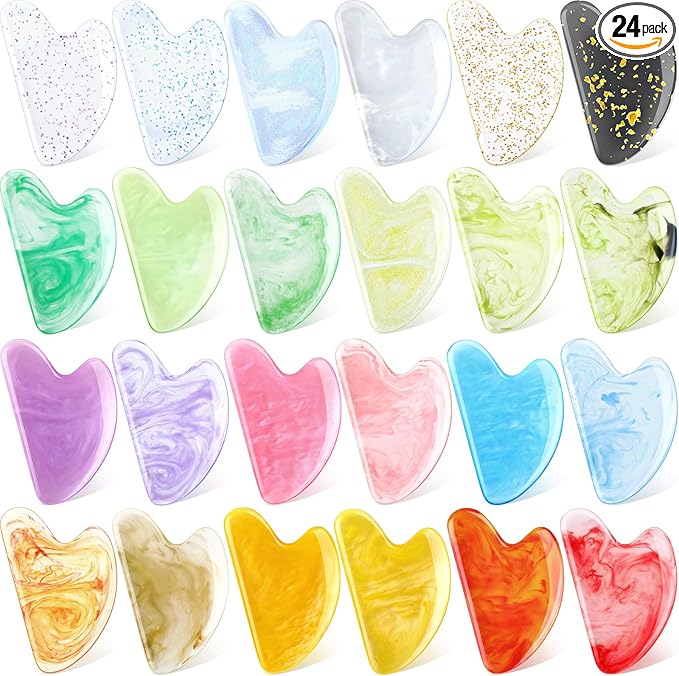 Sherr 24 Pcs Gua Sha Facial Tool Resin Gua Sha Massage Tool Heart Shaped Facial by Sherr