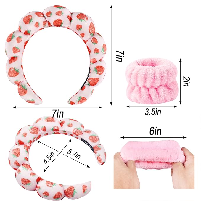 Zkptops Spa Headband for Washing Face Wristband Set Sponge Makeup Skincare - Image 6