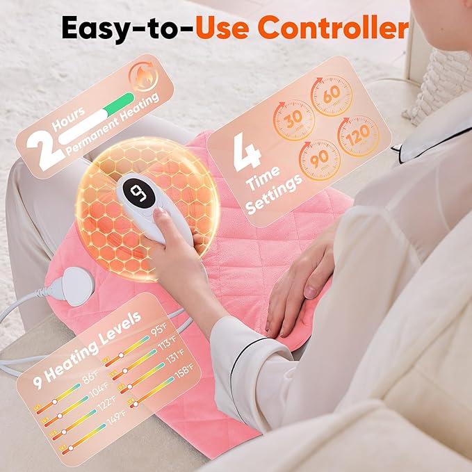 Pink Weighted Heating Pad for Neck Shoulders and Back, Mothers Day Gifts for - Image 7