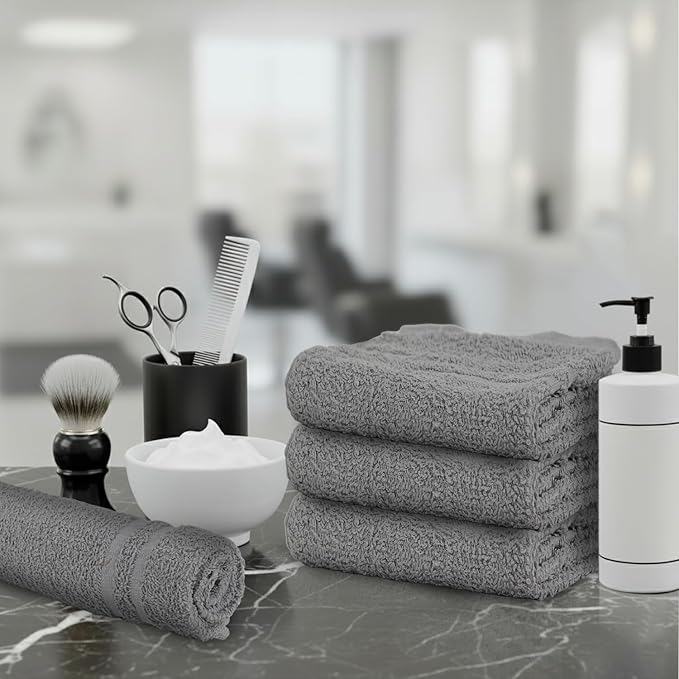 24 Pack Dark Grey Hand Towels 100% Cotton Spa Towel – 16x27 inches Highly - Image 4