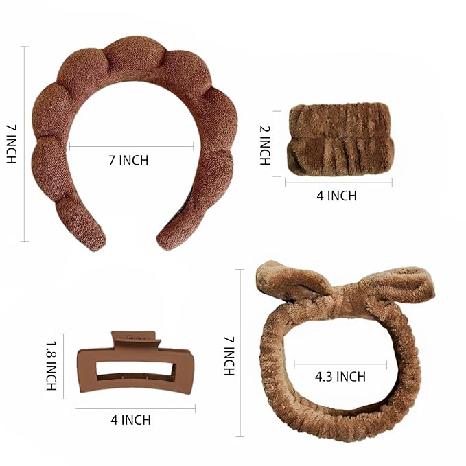 7 Pcs Spa Set, Facial Headband and Wristband Set, Skincare Accessories - Image 6