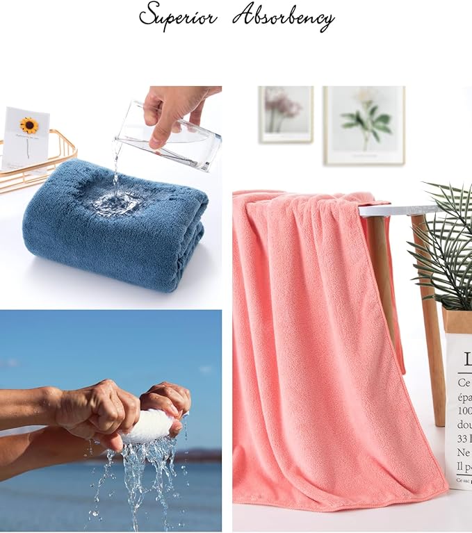 Lumimi 4 Pack Microfiber Bath Towel Set, Ultra Absorbent Quick Dry 29" L x 13" W - Image 4