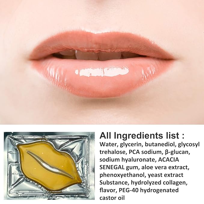 Adofect 30 Pieces Collagen Crystal Gold Lip Care Gel Masks, Collagen Crystal - Image 4